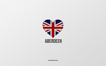 I Love Aberdeen, British cities, Day of Aberdeen, gray background, United Kingdom, Aberdeen, British flag heart, favorite cities, Love Aberdeen HD wallpaper