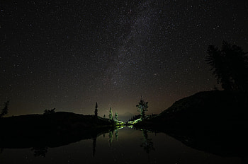 Nature, Stars, Night, Lake, Starry Sky HD wallpaper