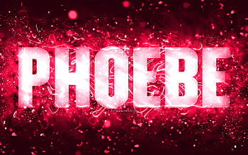 Happy Birtay Phoebe, , pink neon lights, Phoebe name, creative, Phoebe Happy Birtay, Phoebe Birtay, popular american female names, with Phoebe name, Phoebe HD wallpaper