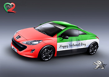Peugeot RCZ, europe, rcz, dxb, france, flag, uae, french, bloshi, baloch, national day, bluebird, emirates, peugeot, balochsaab, dubai, irfan HD wallpaper