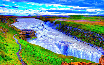 Beautiful river waterfall, Nature's wonder, Tranquil scene, Captivating HD wallpaper