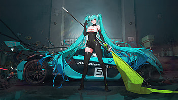 Hatsune Miku Mclaren Gtr And The Fashionable Driver, mclaren, anime, hatsune-miku, artist, artwork, digital-art HD wallpaper