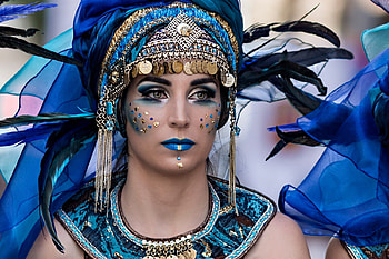 Brasil carnival, woman, blue, jewel, face, girl, vicente concha HD wallpaper