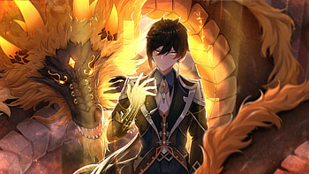 Rex Lapis Zhongli Dragon Background Genshin Impact HD wallpaper