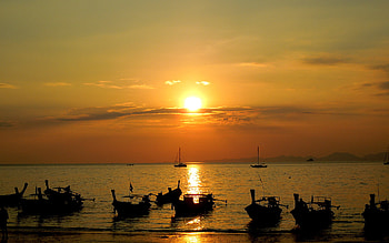 Thailand Rai Leh beach, Sunset HD wallpaper