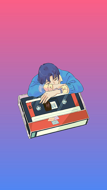 Lofi art, electric blue HD phone wallpaper