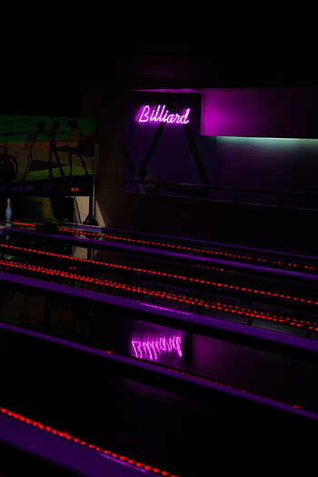 Billiards, Words, Neon, Illumination, Backlight, Inscription HD phone wallpaper
