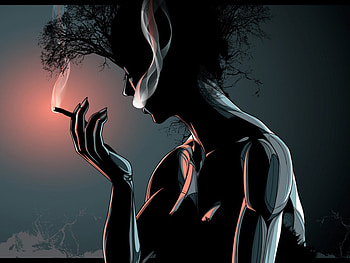 3d mutant, smoking, black, 3d HD wallpaper
