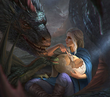 Daenerys, egg, daenerys targaryen, fantasy, mother of dragons, luminos, iqnatius budi, game of thrones HD wallpaper
