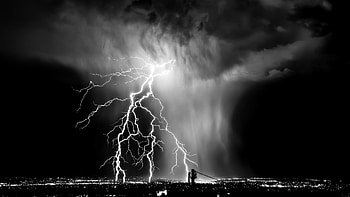 Black and White Lightning HD wallpaper