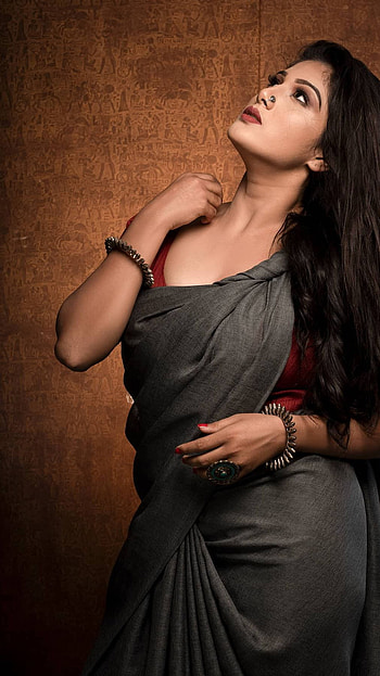 Aadvika Ram, tamil actress, saree lover HD phone wallpaper