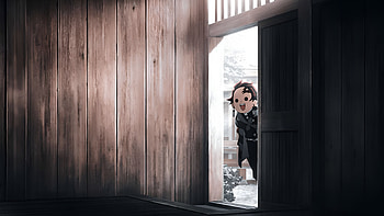 Tanjiro Peeking, Anime, Demon Slayer: Kimetsu no Yaiba, Tanjiro Kamado HD wallpaper