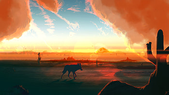 Fox In Desert Minimal Art, fox, artist, artwork, digital-art, deviantart HD wallpaper