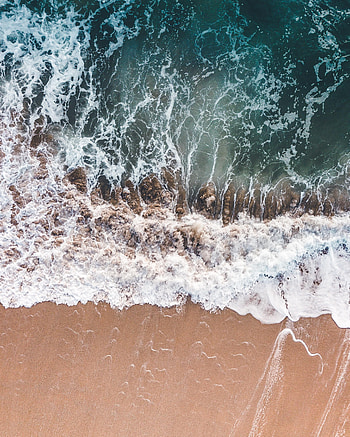 Nature, Waves, Beach, Sand, View From Above, Foam HD phone wallpaper
