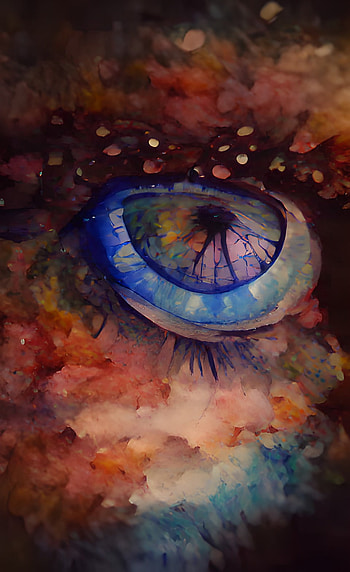 eye blue water color, watercolor, blue, artistic, eye HD phone wallpaper