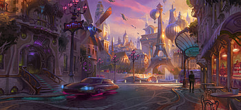 Fantasy, city, overwatch, game HD wallpaper