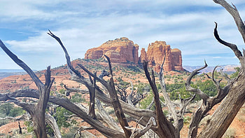 Cathedral Rock in Sedona, Arizona, rocks, usa, clouds, landscape, desert, sky HD wallpaper