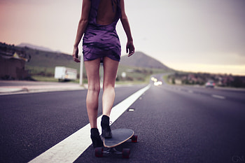 Skateboarding fashion, Model on skateboard, Urban street style, Feminine skateboarding HD wallpaper