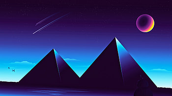 Vector, Dark, Night, Pyramids, Starry Sky HD wallpaper