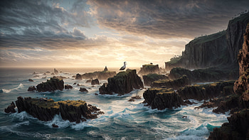 Sea Shore, sea, shore, seagull, sun, wave HD wallpaper