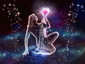 Zodiac ~ Aquarius, blue, pink, zodiac, fantasy, aquarius, stars HD wallpaper