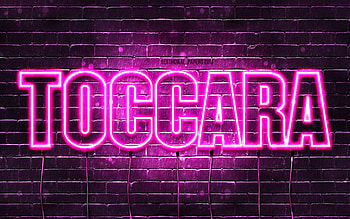 Happy Birtay Toccara, , pink neon lights, Toccara name, creative, Toccara Happy Birtay, Toccara Birtay, popular japanese female names, with Toccara name, Toccara HD wallpaper