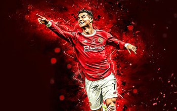 Cristiano Ronaldo Manchester United, 2022, red neon lights, football stars, Premier League, Manchester United FC, CR7, Cristiano Ronaldo , Cristiano Ronaldo, CR7 Man United HD wallpaper