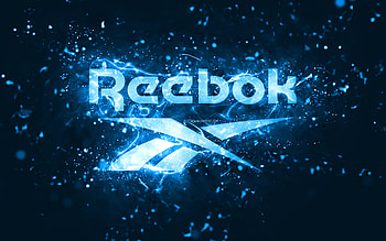 Reebok blue logo, , blue neon lights, creative, blue abstract background, Reebok logo, brands, Reebok HD wallpaper