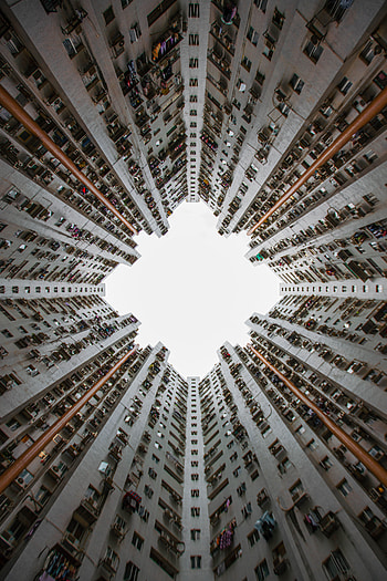 Sky, Architecture, Building, Miscellanea, Miscellaneous, Bottom View HD phone wallpaper