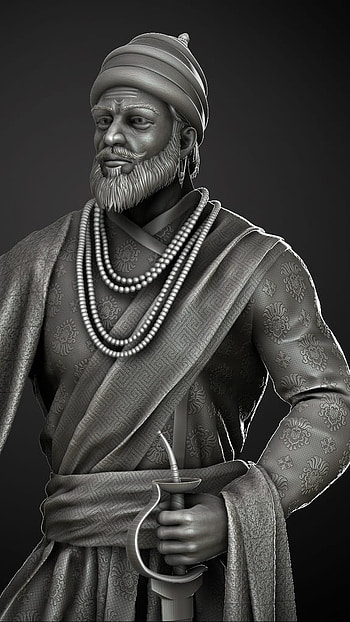 Shivaji Maharaj 3d, Black And White HD phone wallpaper