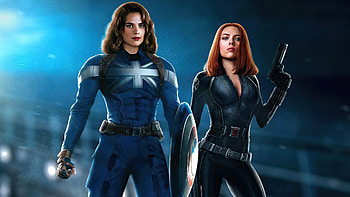 Captain Carter And Black Widow, peggy-carter, black-widow, superheroes, artist, artwork, digital-art HD wallpaper