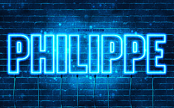 Happy Birtay Philippe, , blue neon lights, Philippe name, creative, Philippe Happy Birtay, Philippe Birtay, popular french male names, with Philippe name, Philippe HD wallpaper