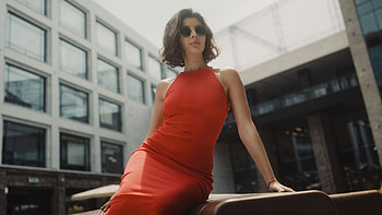Cool Girl In Red Dress And Shades, girls, red-dress, model, behance HD wallpaper