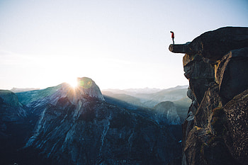 Mountains, Rock, Miscellanea, Miscellaneous, Height, Cliff, Human, Person HD wallpaper