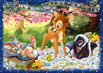 Bamby, animal, children, skunk, cute, disney, spring, copil, bunny, pink, animation, flower, movie, deer, child, rabbit HD wallpaper