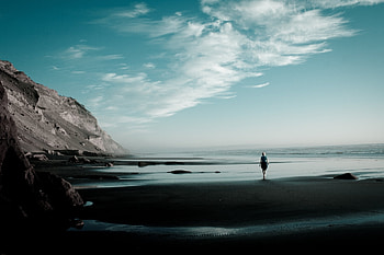 Nature, Beach, Sand, Shore, Bank, Silhouette, Loneliness, Gloomy HD wallpaper