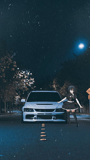 Lo-fi jdm, cars, lofi, japan, night, mitsubishi, anime, evo HD phone wallpaper