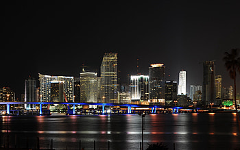 Cities, Rivers, City, Night City, Bridge, Panorama HD wallpaper
