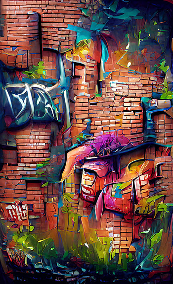 Graffiti wall, brickwork, orange HD phone wallpaper
