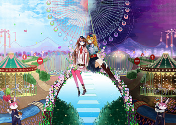 Carnival Mania, wheel, cute, circus, girls, ferris, wheels, rabbit HD wallpaper