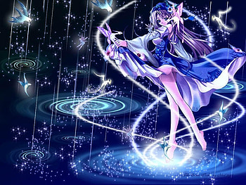 Cosmic Rain, magic, rain, anime, girl, cosmic HD wallpaper