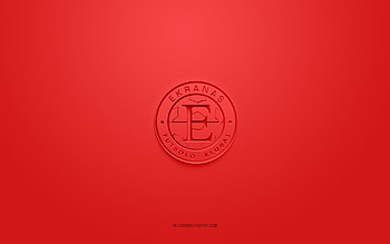 FK Ekranas, creative 3D logo, red background, I Lyga, 3d emblem, Lithuanian Football Club, Lithuania, 3d art, football, FK Ekranas 3d logo HD wallpaper