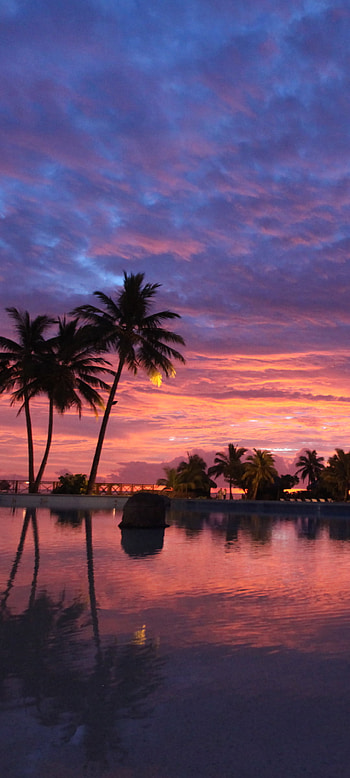 Sunset over Bora Bora, cloud, resort, pool, graphy HD phone wallpaper
