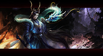 Fantasy man and dragon, fantasy, man, su fu, sufu, dragon, dark HD wallpaper