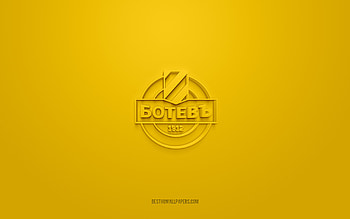 Botev Plovdiv, creative 3D logo, yellow background, Bulgarian First League, 3d emblem, Bulgarian football team, Bulgaria, 3d art, Parva liga, football, Botev Plovdiv 3d logo HD wallpaper