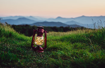 Grass, Miscellanea, Miscellaneous, Lamp, Lantern, Dahl, Distance, Garland HD wallpaper