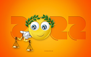 2022 Libra Year, Happy New Year 2022, yellow background, 3D Libra zodiac sign, 2022 New Year, Libra zodiac sign, 2022 concepts, Libra HD wallpaper