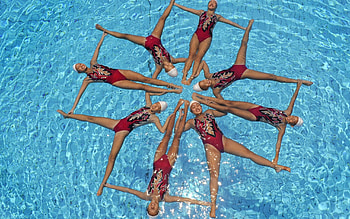 Stunning water ballet, Mesmerizing synchronization, Perfectly timed, Captivating aquatic dance HD wallpaper