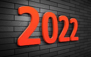 2022 orange 3D digits, , gray brickwall, 2022 business concepts, 2022 new year, Happy New Year 2022, creative, 2022 on gray background, 2022 concepts, 2022 year digits HD wallpaper