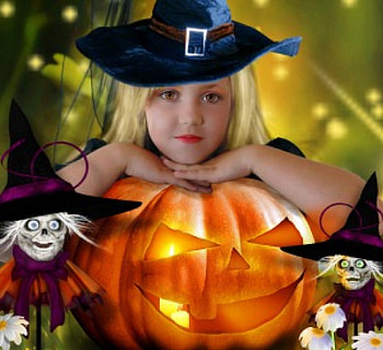 ~Halloween Amy~, witch hat, colors, digital art, skulls, creative pre-made, pumpkins, love four seasons, background, halloween, fantasy, pretty, manipulation, witches, girls, flowers, lovely HD wallpaper